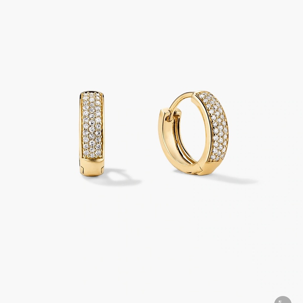 Mejuri Gold Pave Diamond Huggie Hoop Earrings